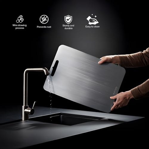 Pure Titan® Non-Porous Titanium Cutting Board – Superior Hygiene, Dishwasher Safe & Non-Slip | Ideal for Chefs, Raw Meat, ...