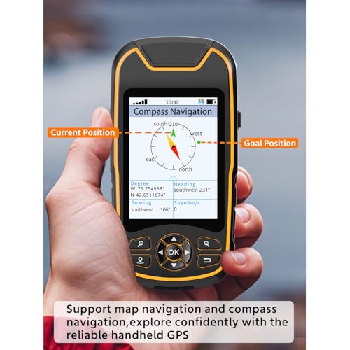 A8 Handheld GPS for Hiking, Lightweight and Waterproof Handheld Navigator, 3.2 Inch Color Screen, Compact Handheld GPS wit...
