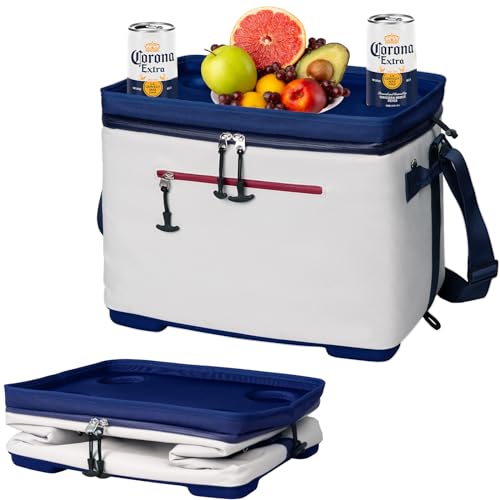 ADDIMOR 40Can Collapsible Cooler Box, Versatile Insulated Leakproof Cooler Bag with Hard Inserts and 4 Cup Holders, Large ...