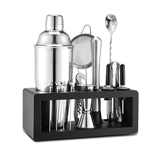LUCKYGOOBO Cocktail Shaker Set,14 Piece Bartender Kit 24 oz Martini Shaker Cocktail Mixing 18/8 Grade Stainless Steel Mart...