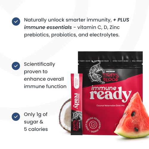 Immune Ready™ Electrolytes Powder Packets – Vitamin C Immune Support Drink Mix with Zinc, D3 & Beta Glucan – Low Sugar Hyd...
