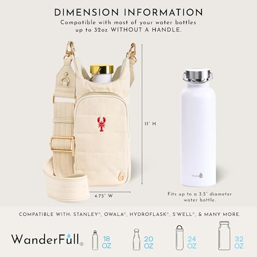 WanderFull® Original HydroBag® Collection, Water Bottle Holder, Gift for Women, Mom, Girlfriend, w/Strap & Phone Pocket, H...