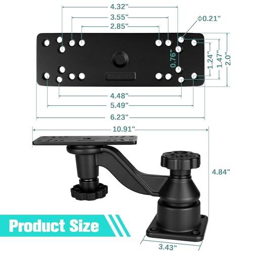 Velpaw MOUNTS Swing Arm Fish Finder Mount, All Aluminum Heavy Duty Marine Electronic Mount for Boats & Kayak,Built for Sal...