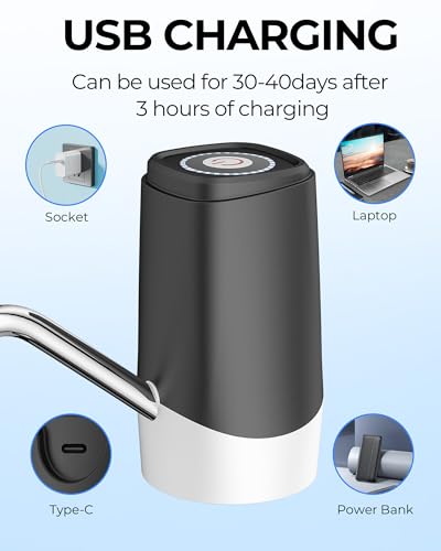 Cozycharm Water Dispenser Pump, USB Charging Automatic Drinking Water Pump for Mini Water Jug Dispenser Portable, Ideal fo...