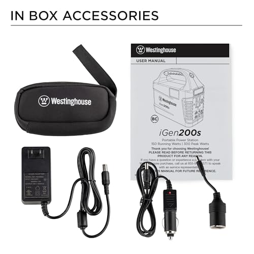 Westinghouse 194Wh 300 Peak Watt Portable Power Station & Solar Generator, Modified Sine Wave AC Outlet, Backup Lithium Ba...