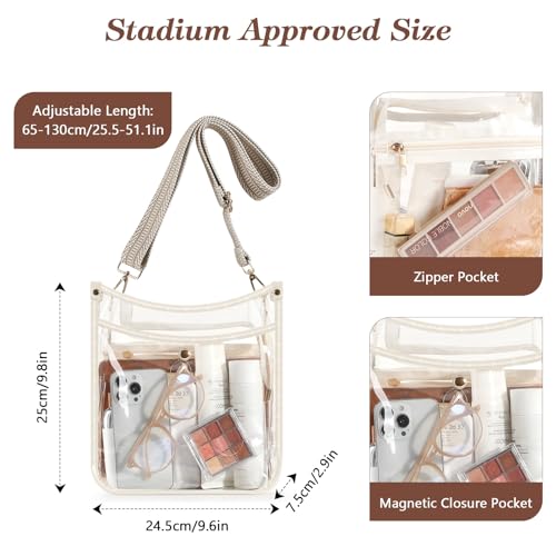 MoKo Clear Tote Bag, Large Capacity Handbags with 2 Pockets, Waterproof PVC Tote Bags for Women, Clear Bag for Stadium Events