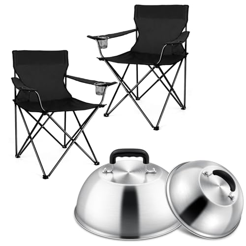 Joyfair Portable Camping Chair & Basting Cover for Griddle(12In & 9In), Outdoor Lawn Folding Chairs for Adults, Cheese Mel...