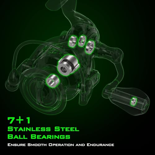 KastKing Zephyr Spinning Reels – 7+1/6+1 BB – Carbon Fiber Drag – Stainless Steel Shaft – Aluminum & CNC Spool – Black/Gre...