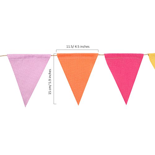 Hestya 24 Pieces 15.7 Feet Colorful Pennant Flags Banner Imitated Burlap Bunting Banner Pastel Fabric Triangle Flag for Cl...