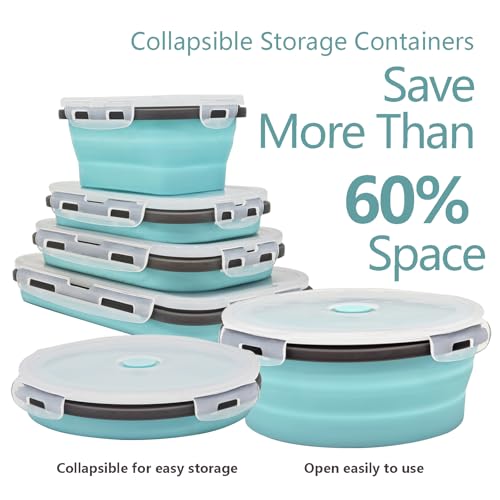 Ainmvnos 8 Collapsible Food Storage Containers, Silicone Collapsible Food Storage Containers, Collapsible Food Storage Sil...
