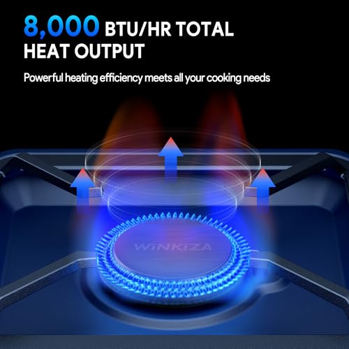 Upgraded Separate Ignition Needle WINKIZA Camping Stove with Cutting Board, Portable Propane Camp Stove with 8,000 BTU, Ad...