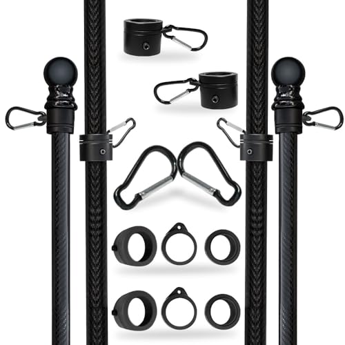 Pack 2 - FFN 5’ Foot Premium Tangle-Free Carbon-Fiber Flag Pole with 2 Flag Rings, Ideal for Trucks, Vehicles, or SUVs, Pe...