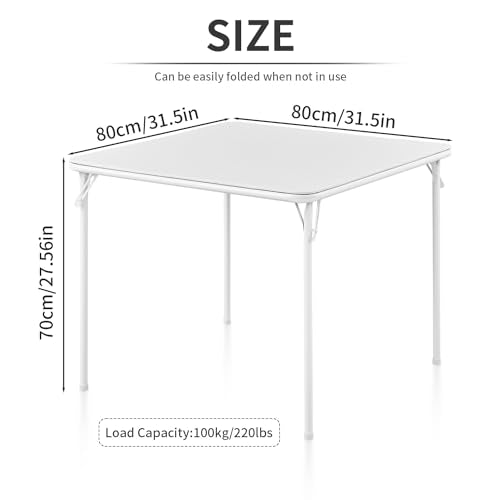 KAIHAOWIN Square Folding Table Vinyl Upholstery Card Table Dining Party Table with Collapsible Legs Portable for Indoor Ou...