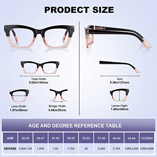 XXZQRYHN Oprah Reading Glasses for Women-5 Pack Blue Light Blocking Square Fashion Readers with Spring Hinge Computer Eyeg...