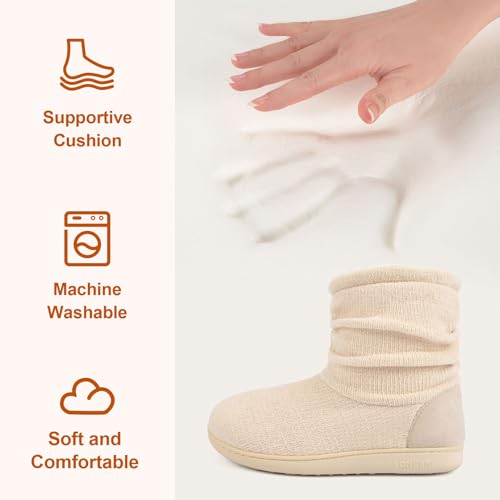 LongBay Women's Cozy Winter Slipper Boots Warm Chenille Knit Bootie Memory Foam Non-Slip Indoor Outdoor House Shoes
