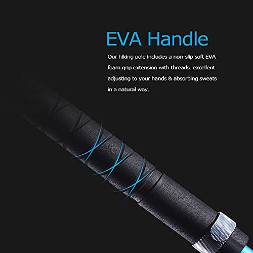 MIIKHI Trekking Poles Collapsible Hiking Pole Pair - EVA Handle 2pc Ultralight Folding Walking Sticks, Lightweight Aluminu...