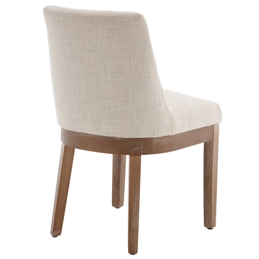 RIVOVA Modern Dining Chairs Set of 4 Comfortable Dining Room Chairs with Back, Linen Fabric Upholstered Kitchen Side Chairs with Natural Wood Legs for Living Room, Beige