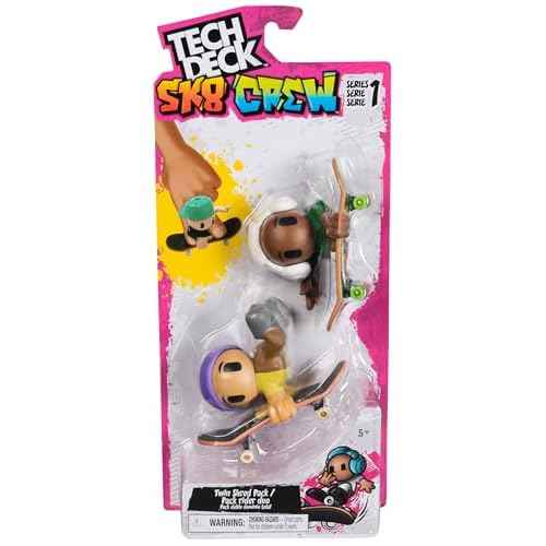 Tech Deck Sk8 Crew, 2-Pack Exclusive Fingerboards with Assistive Figures, Collectible and Customisable Mini Skateboards, Kids¡¯ Toys for Ages 5 and up (Styles May Vary)