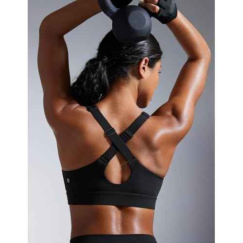 CRZ YOGA Butterbreeze Criss Cross Back Sports Bras for Women - V Neck Adjustable Straps Padded Workout Training Crop Top