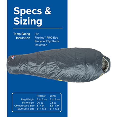 Big Agnes Anthracite | 20-30 Degree Fireline Pro Synthetic Fill Mummy Sleeping Bag