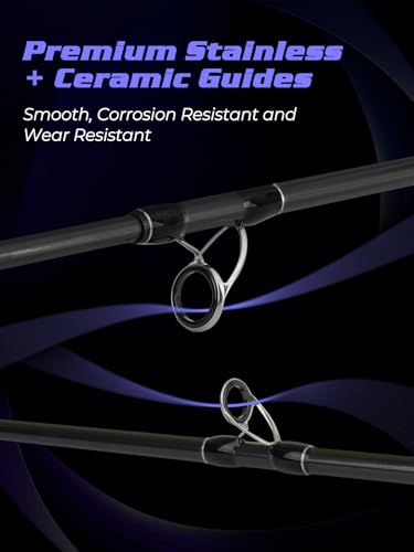 4-PieceSpinning Fishing Rod, 7' Travel Fishing Pole and 3000 Reel Combos,5 +1 Shielded Bearings Stainless Steel BB Spinnin...