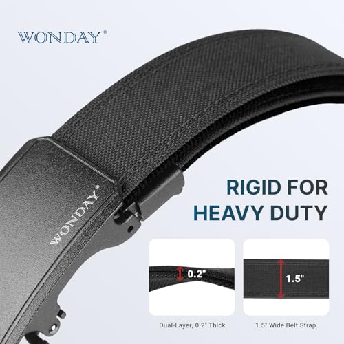 WONDAY Tactical Gun Belt Patented Ratchet CCW Rigid Men EDC Stiff Heavy Duty Work 1.5" Battle Concealed Carry Nylon Belts