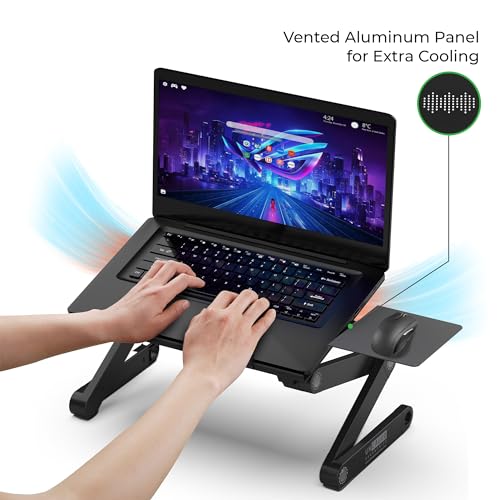 Uncaged Ergonomics WorkEZ Adjustable Laptop Stand for Desk, Laptop Stand Adjustable Height, Foldable Aluminum Cooling Comp...