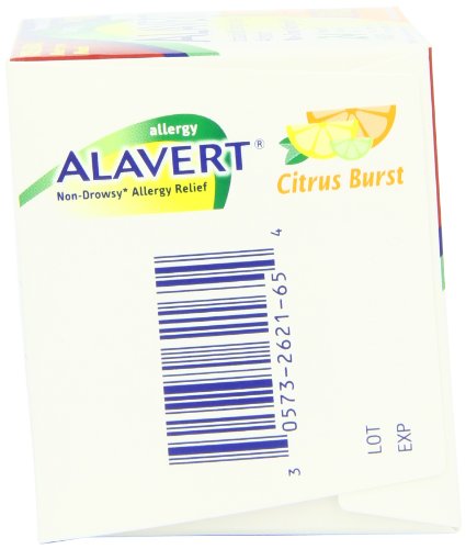 Alavert Allergy 24 Hour Relief, Citrus Burst Flavor, Orally Disintegrating Allergy Tablets, Non-drowsy Antihistamine, Loratadine 10mg, 60 Count