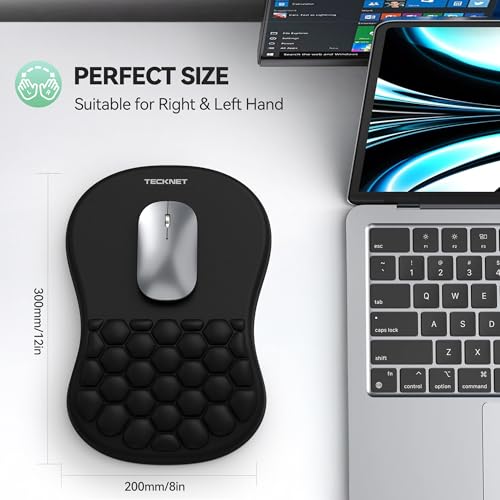 TECKNET Ergonomic Mouse Pad with Wrist Rest, Soft Mousepad with Massage Design, Memory Foam and Non-Slip PU Base for Pain ...