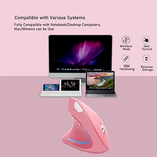 Wireless Mouse Ergonomic Vertical Mouse Ergo LED Light High Precision Optical Cordless Lightweight Mice Gift for Boy Girl ...