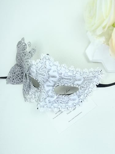 iamrzye Masquerade Mask for Women Sparkly Venetian Mask Butterfly Cosplay Mask Halloween Costume Eyemask