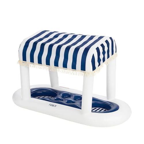 FUNBOY Giant Floating Navy Cabana Stripe Drink Station, Removable Fabric Shade with Fringe, Perfect for Parties, Table-Top...