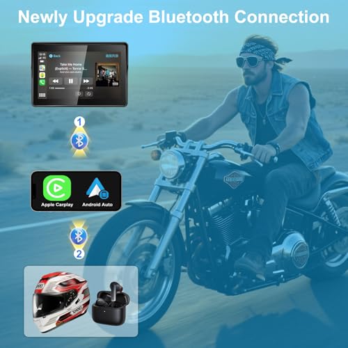 2026 YZW GPS Carplay 5 inch for Motorcycle with Wireless CarPlay & Android Auto,IP67 Waterproof Touch Screen,Carplay Moto,...
