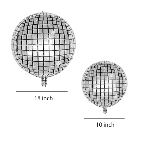 10 PCS Silver Disco Balloon 4D Round Balloon 70s 80s 90s Theme Disco Balloon Decorations Bachelorette Party Birthday Party...