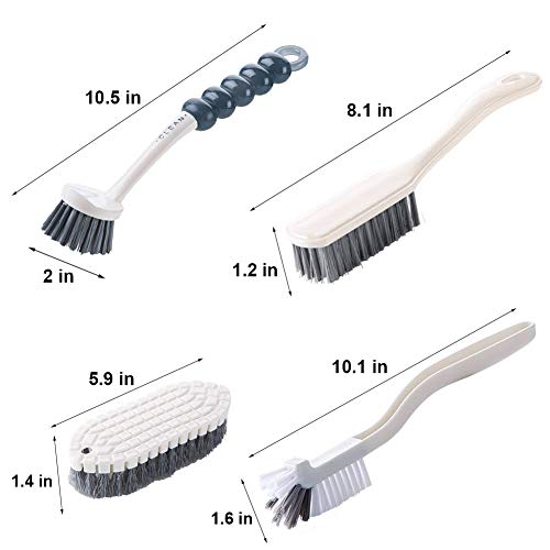 Multi-Purpose Scrub Brush Set - 4 Pack Kitchen Cleaning Brushes with Stiff Bristles for Dishes, Pots, Pans, Sink & Bottles...