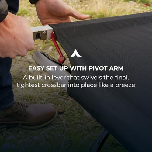 Teton Camping Cot with Patented Pivot Arm, Folding Camping Cot, Durable Heavy Duty Canvas, Comfortable Sleeping Bed for Ad...