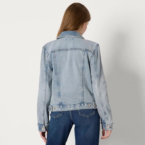 Amazon Essentials Womens Regular-Fit Low Stretch Denim Button-Front Trucker Jacket