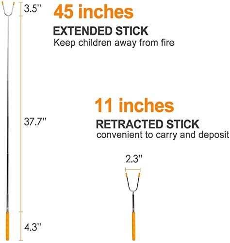 bbqstyle Marshmallow Roasting Sticks, Set of 8 Pack Premium 45'' Extendable Rotating Telescoping Forks for Hot Dog & Smore...