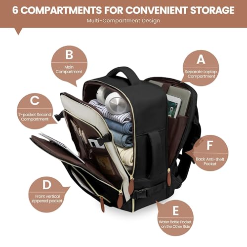 LOVEVOOK 40L Travel Backpack for Women, Carry On Backpack with 3 Packing Cubes,TSA Personal Item Travel Bag Airline Approv...