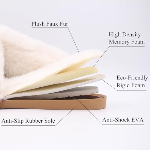 Womens Slippers Soft Plush Warm House Shoes Anti-Slip Fluffy Fur Indoor/Outdoor Slippers