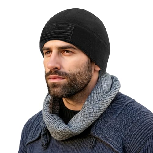 Asikkon American Fleece Watch Cap, American Flag Tactical Beanie for Boys Men's Warm Winter Hat Beanie