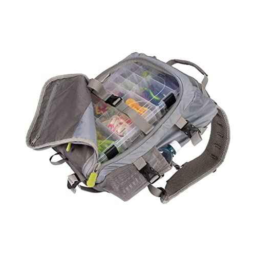 Allen Company Chatfield Compact Fishing Backpack, 12" L x 6" W x 15" H, 17.6 liters, Gray/Lime