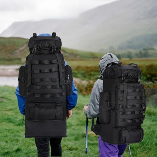LibSkyln 70L/100L Camping Hiking Backpack with Rain Cover, Expandable Large Military Tactical Backpack, Waterproof Molle R...