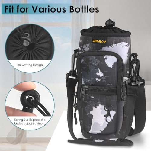 Dinky Water Bottle Carrier Bag with Adjustable Shoulder Strap - Neoprene Pouch Sleeve for Hiking, Camping and Fishing - Co...