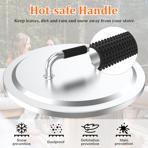 Fire Pit Lid for Solo Stove Bonfire 2.0, 304 Stainless Steel Fire Pits Round Lid with Heat Resistant Handle, Camping for S...