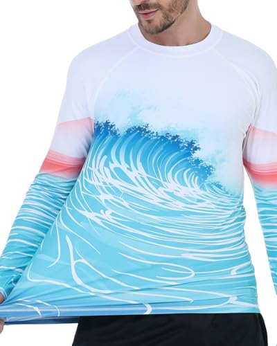 VAYAGER Men's Swim Shirts UPF 50+ Rash Guard Long Sleeve Quick Dry T-Shirt Loose Fit Water Fishing UV Protection Shirts