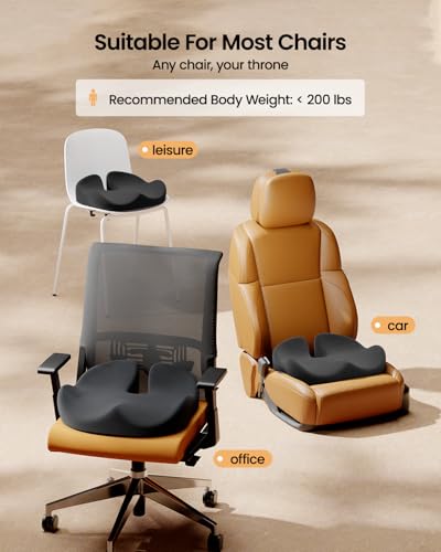 ProtoArc Seat Cushion, Office Chair Cushion for Sciatica, Coccyx Cushion, Ergonomic Memory Foam Seat Cushion for Car, Hom...