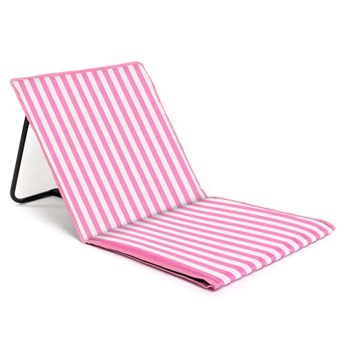 just be... Beach Sun Mat Folding Lightweight Portable Adjustable Sunbathing Recliner with Backrest Support and Valuables P...