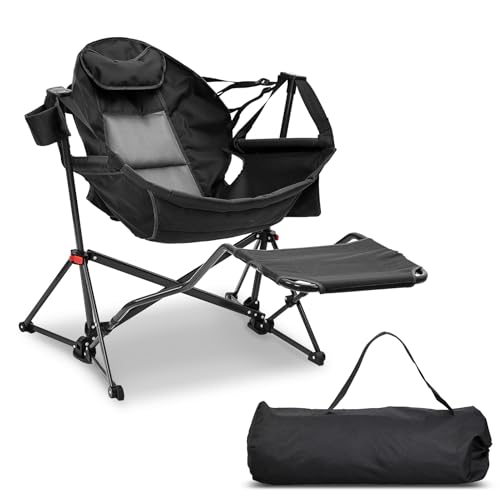 GDY Camping Chairs, Oversized Hammock, Folding Rocking Chairs, Adjustable Back Swing Chairs, Cup Holder, Outdoor Beach Law...