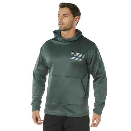 Rothco Conceal-Ops Thin Blue Line Hoodie ? Tactical Hooded Sweatshirt with Distressed American Flag Graphics